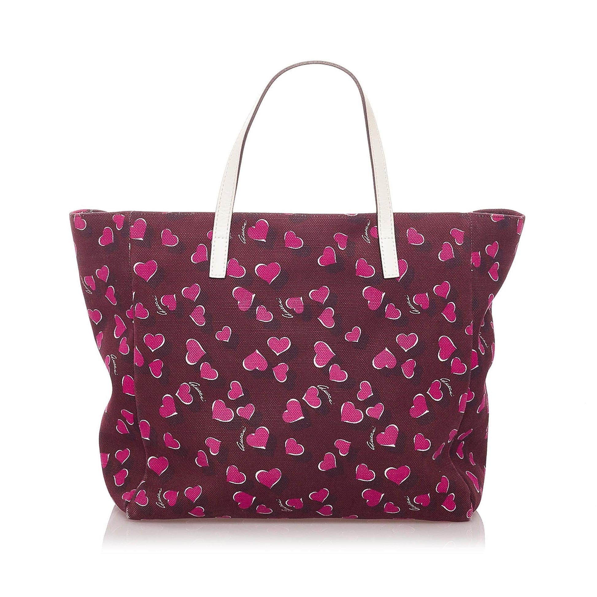 Gucci Heartbeat SHG Canvas White Red Tote Bag Bag Shg