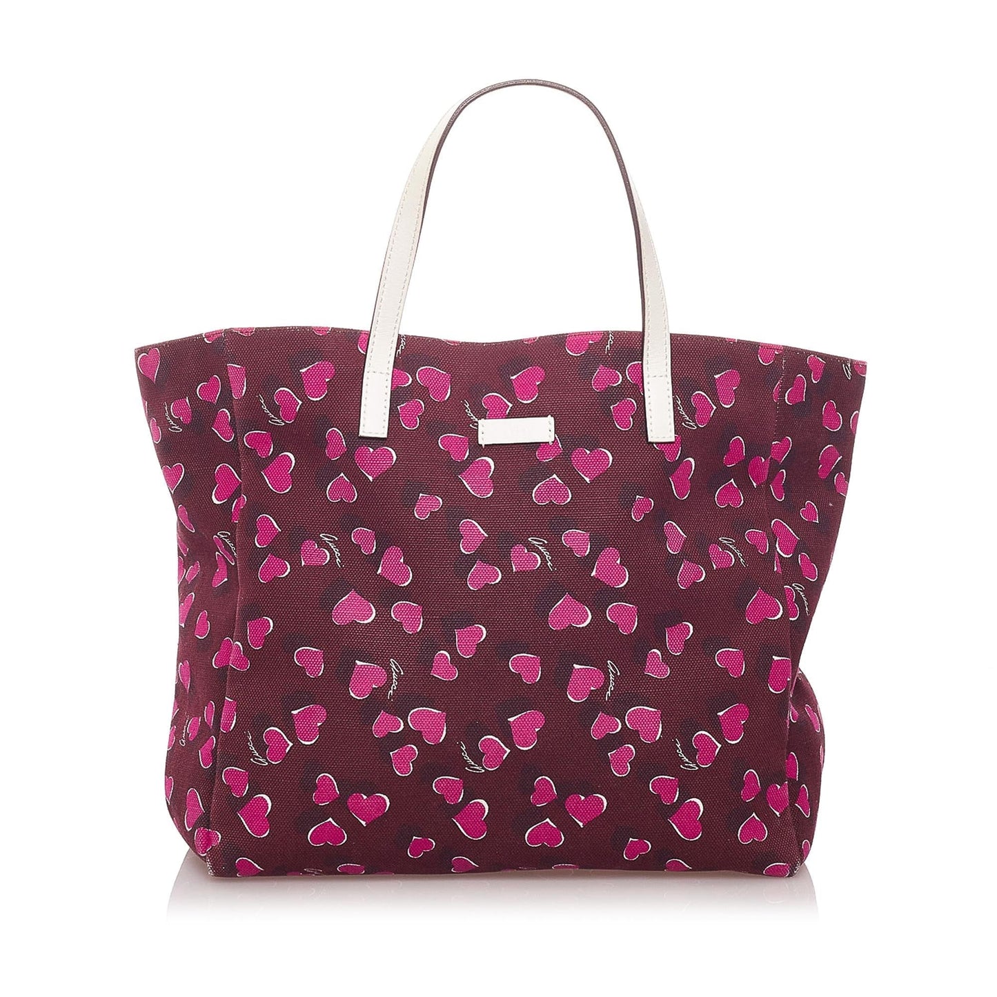Gucci Heartbeat SHG Canvas White Red Tote Bag Bag Shg