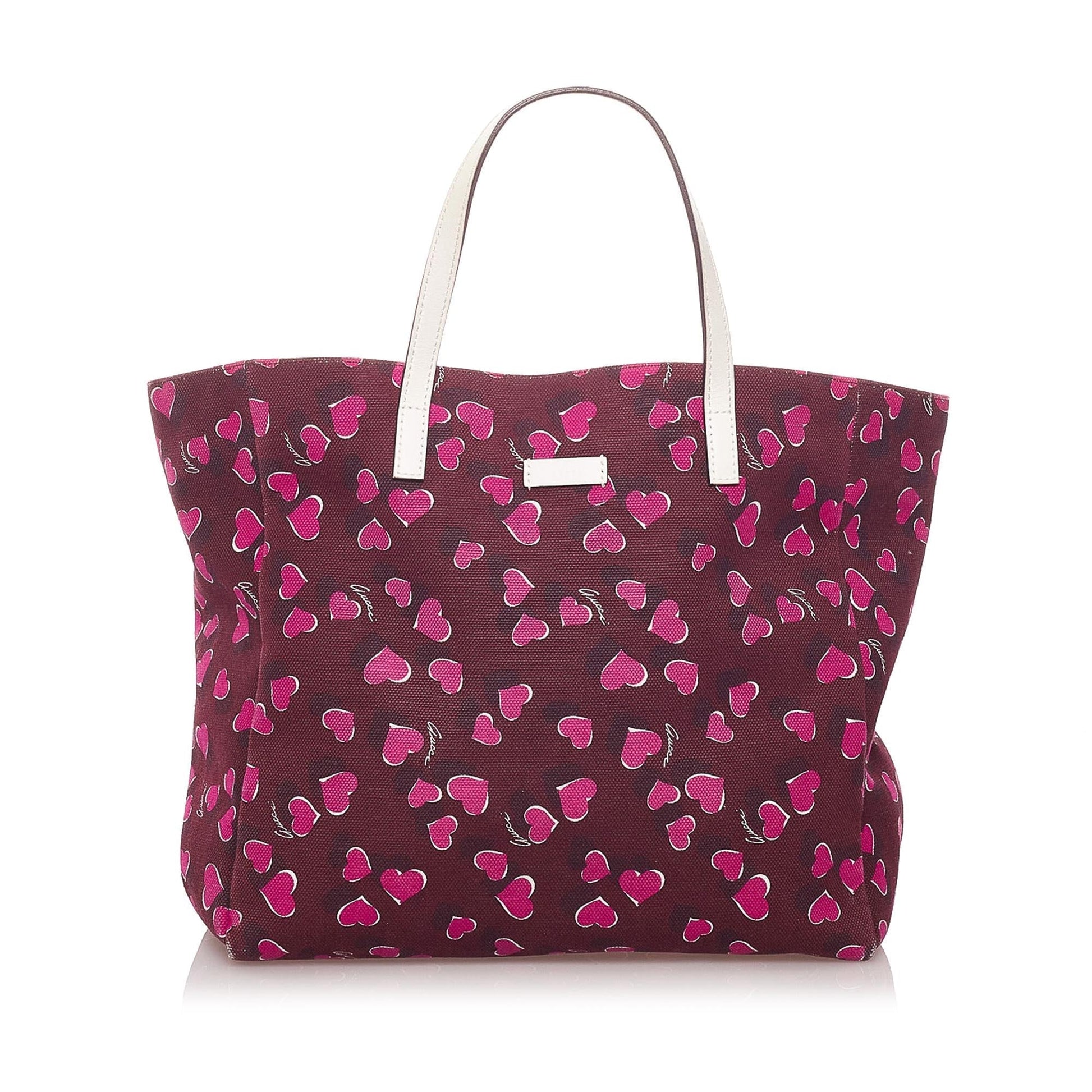 Gucci Heartbeat SHG Canvas White Red Tote Bag Bag Shg
