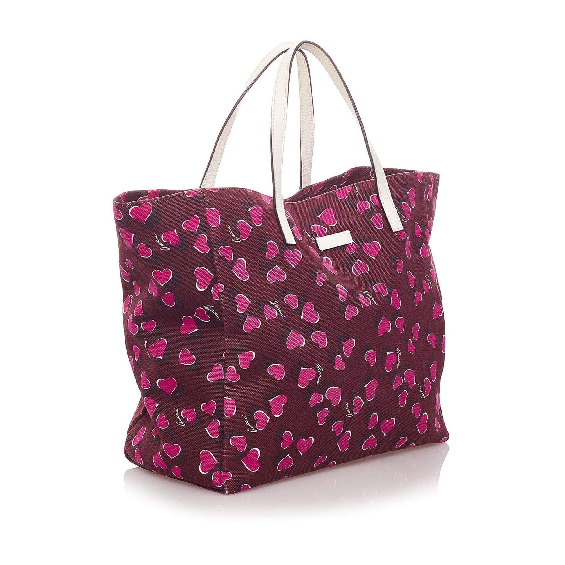 Gucci Heartbeat SHG Canvas White Red Tote Bag Bag Shg
