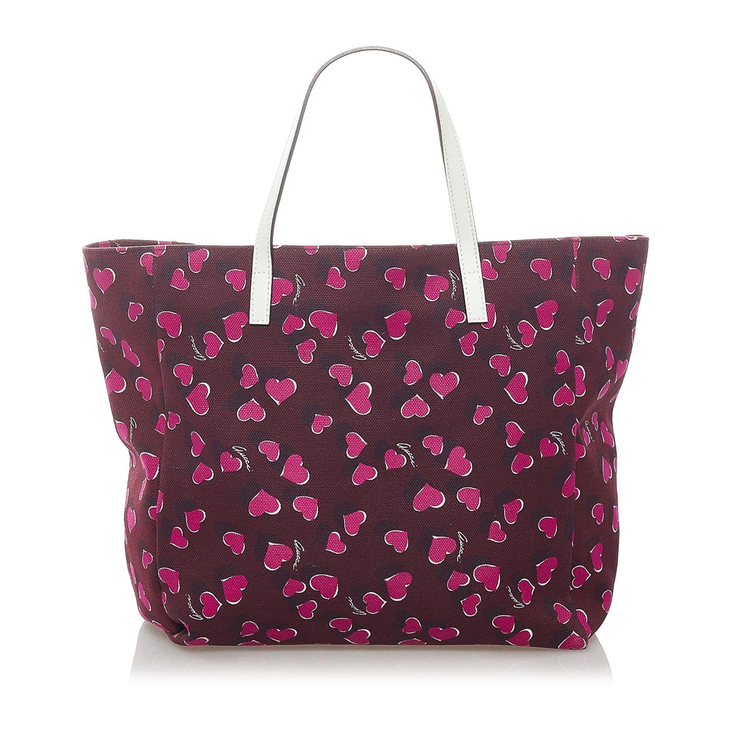 Gucci Heartbeat SHG Canvas Calf White Red Tote Bag