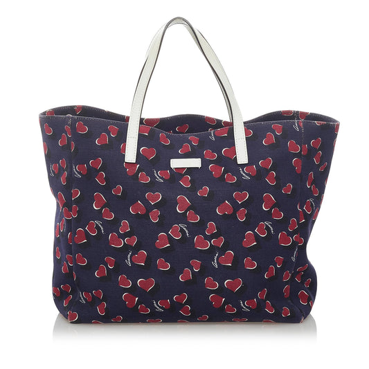 Gucci Heartbeat SHG Canvas Blue Tote Bag