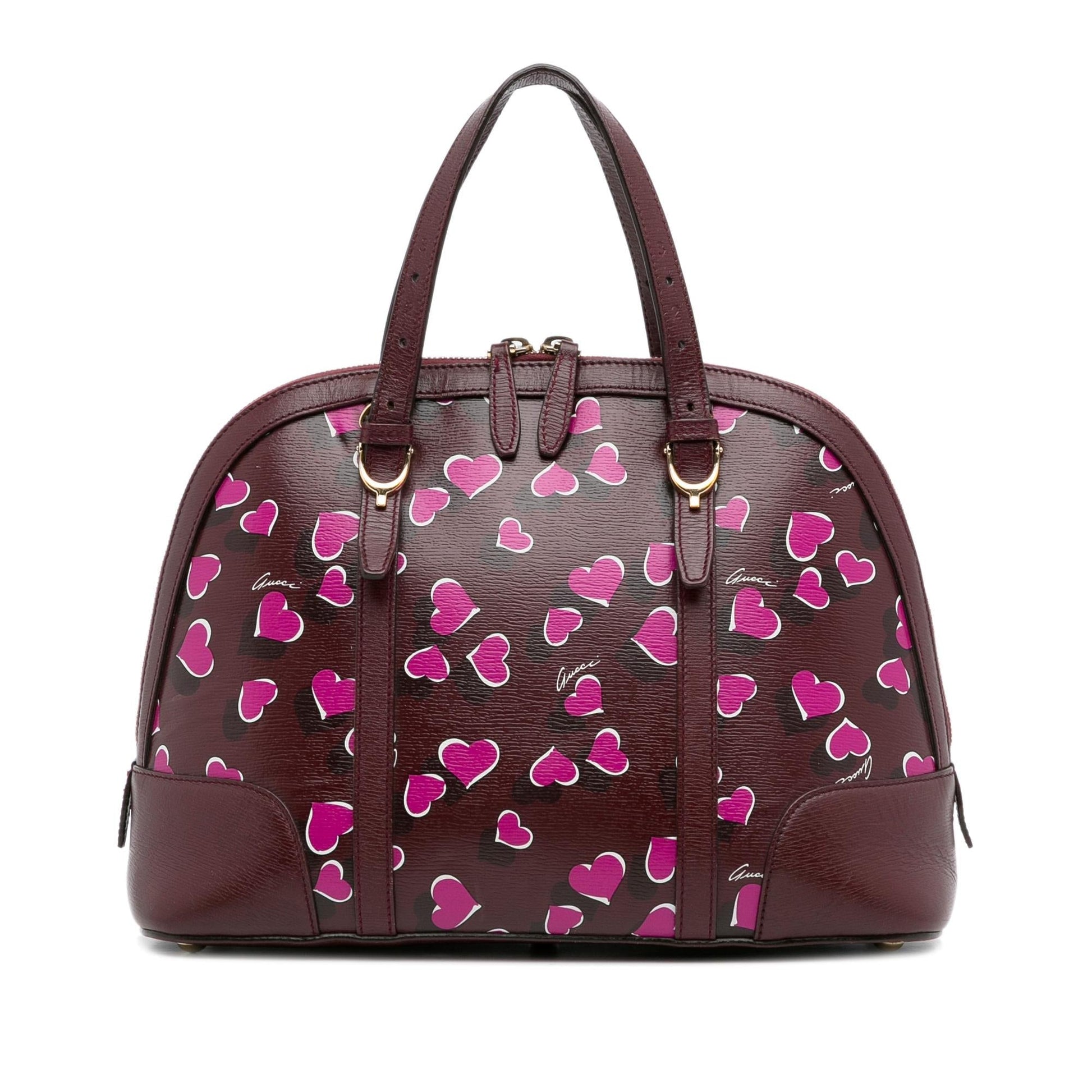 Gucci Heartbeat Dome SHG-iR5q9e Leather Calf Red Pink Satchel Bag