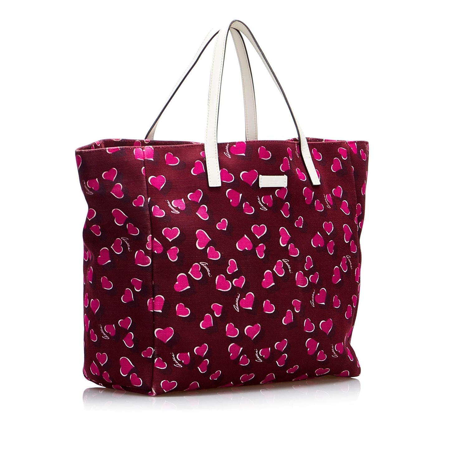 Gucci Heartbeat SHG-D3TfEz Canvas Calf White Red Tote Bag