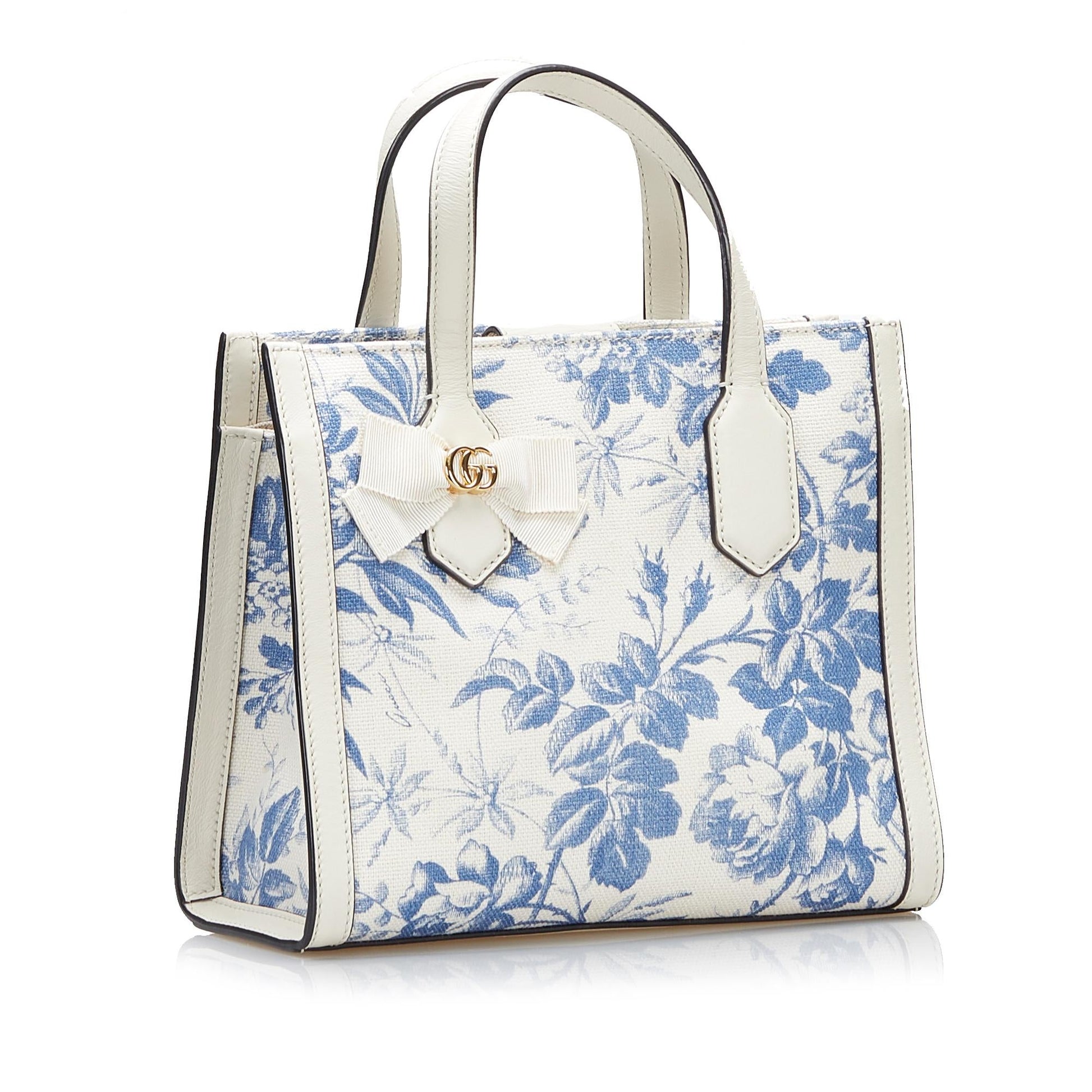 Gucci Herbarium SHG-v4aQ2g Canvas White Blue Satchel Bag