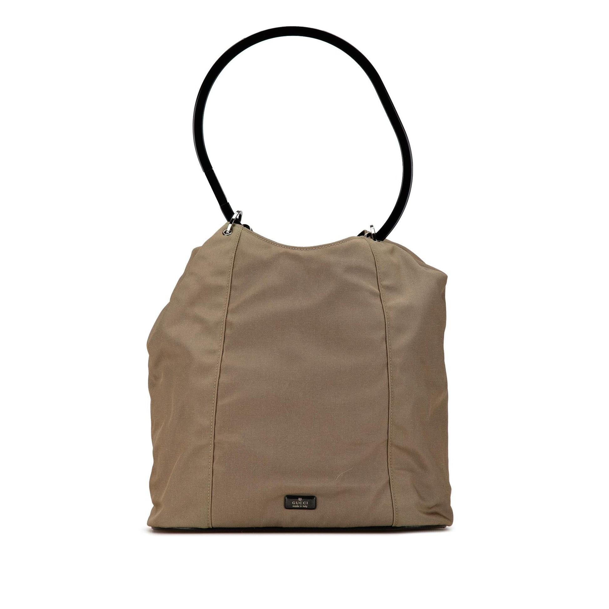Gucci Hoop SHG-Bqg8ra Canvas Brown Satchel Bag