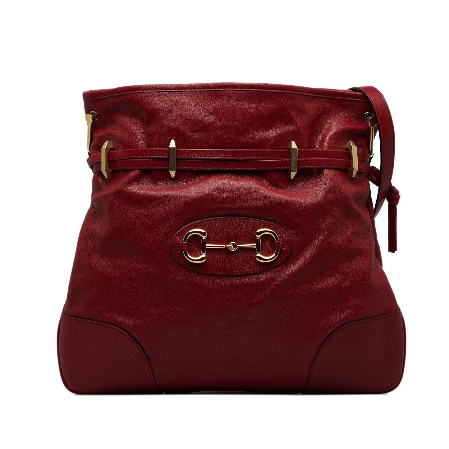 Gucci Horsebit Drawstring Calf Red Jewelry Crossbody Bag