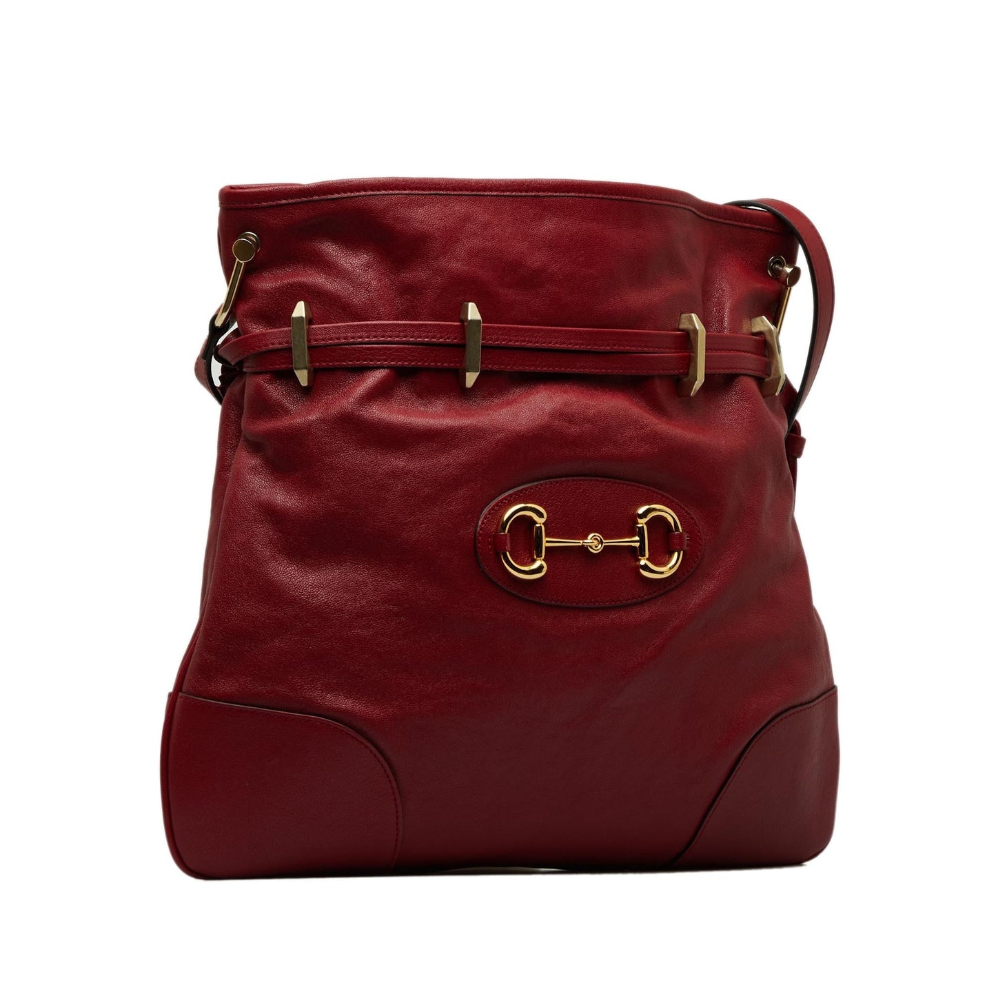 Gucci Horsebit Drawstring Calf Red Jewelry Crossbody Bag