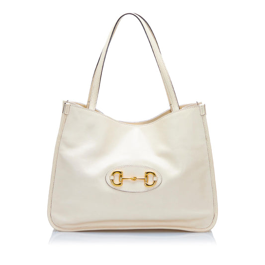 Gucci Horsebit SHG Calf White Tote Bag