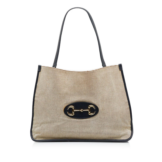 Gucci Horsebit SHG-vd8W1t Canvas Calf Black Brown Tote Bag