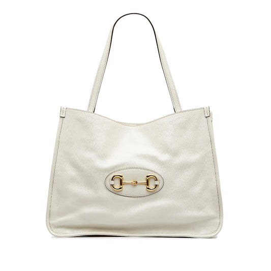 Gucci Horsebit SHG-GHJPK3 Calf White Tote Bag