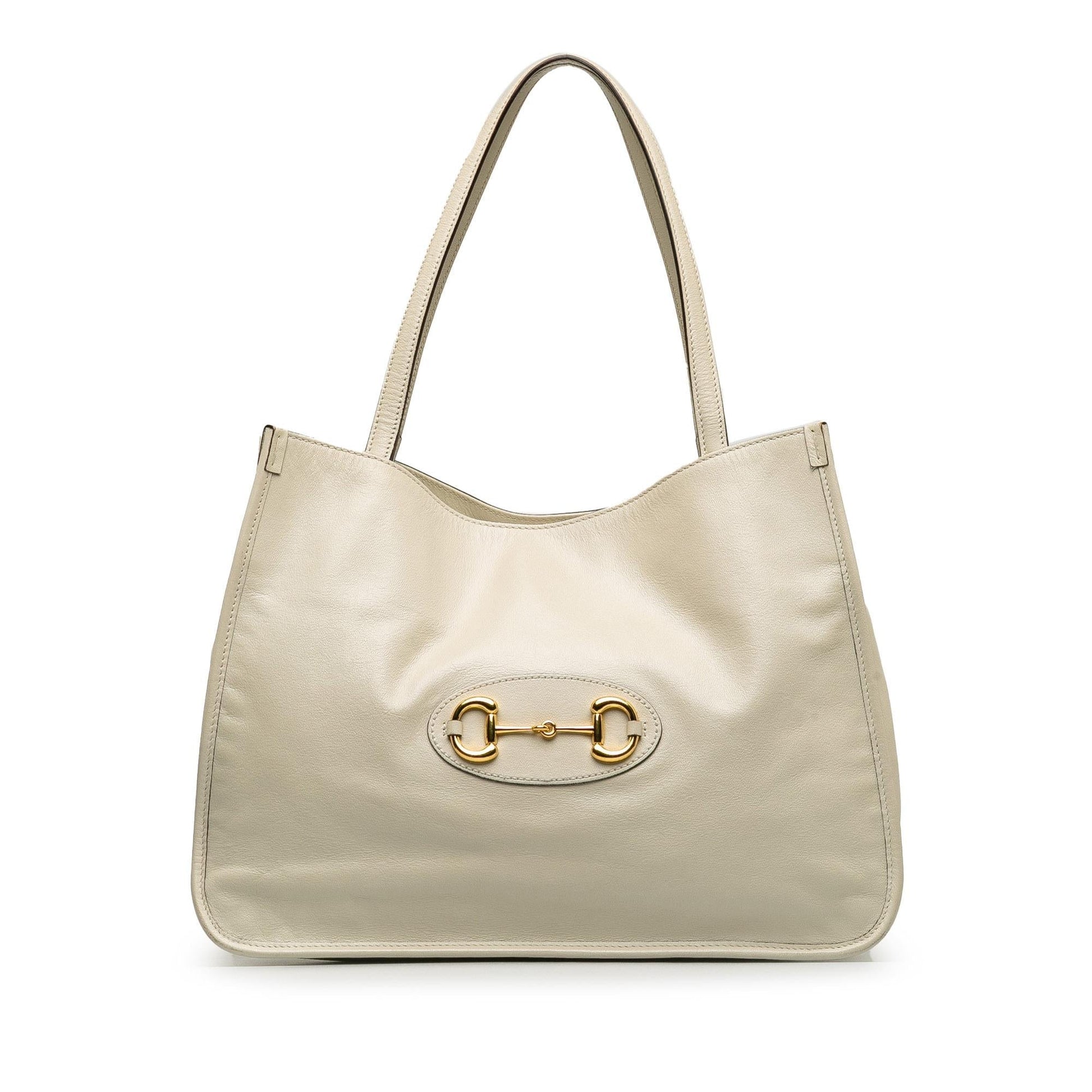 Gucci Horsebit Leather Calf White Tote Bag