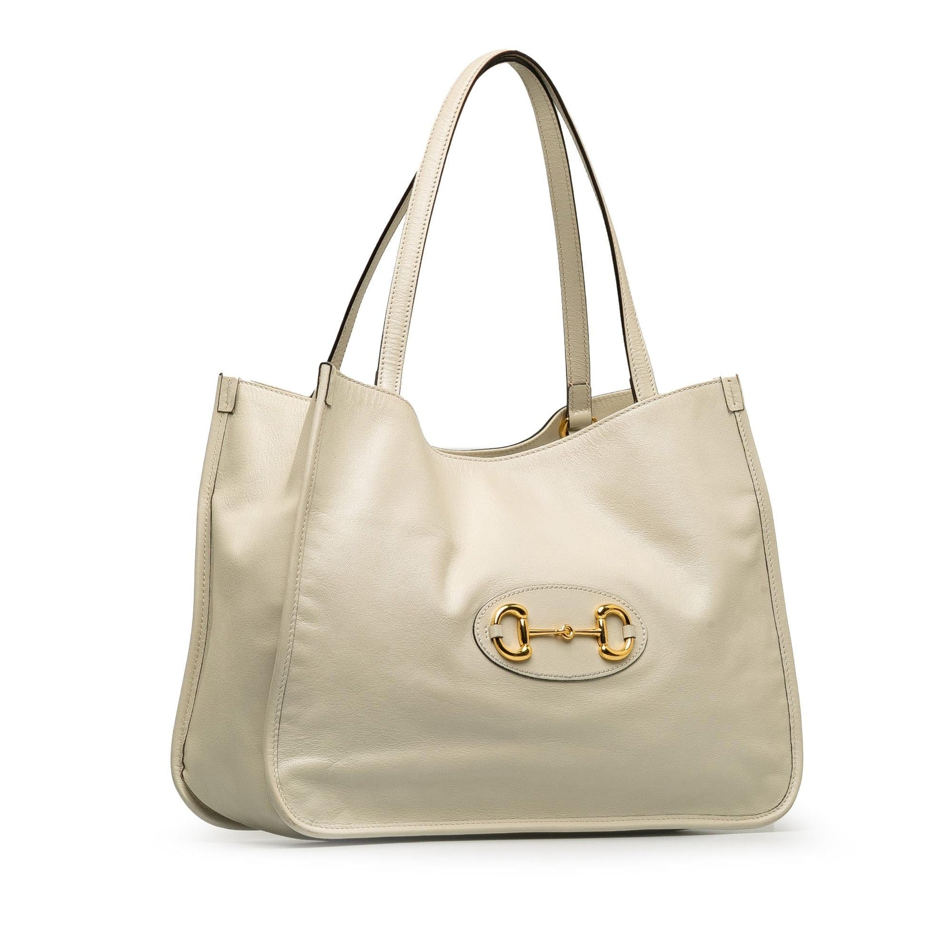 Gucci Horsebit Leather Calf White Tote Bag