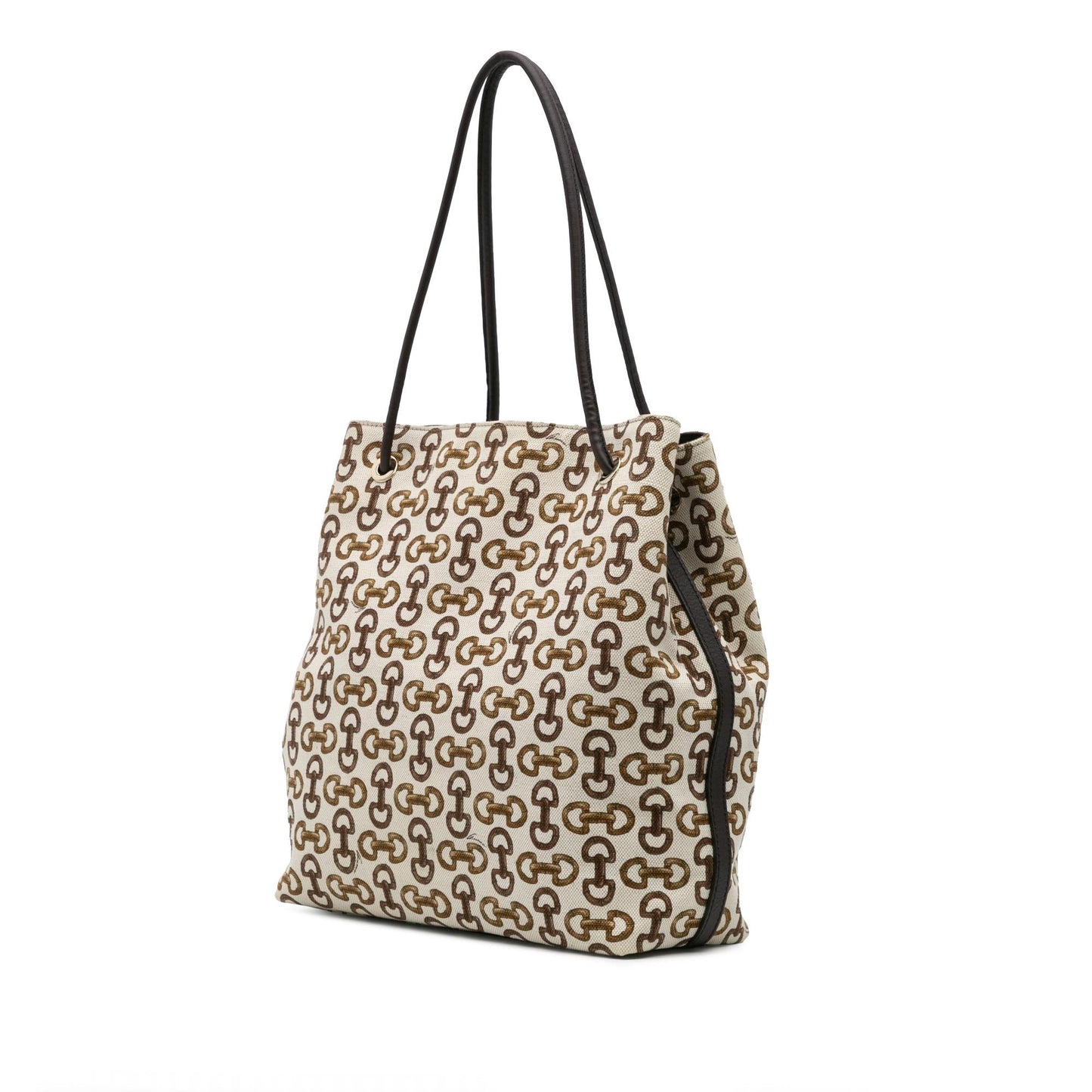 Gucci Horsebit Gifford Canvas Calf White Tote Bag