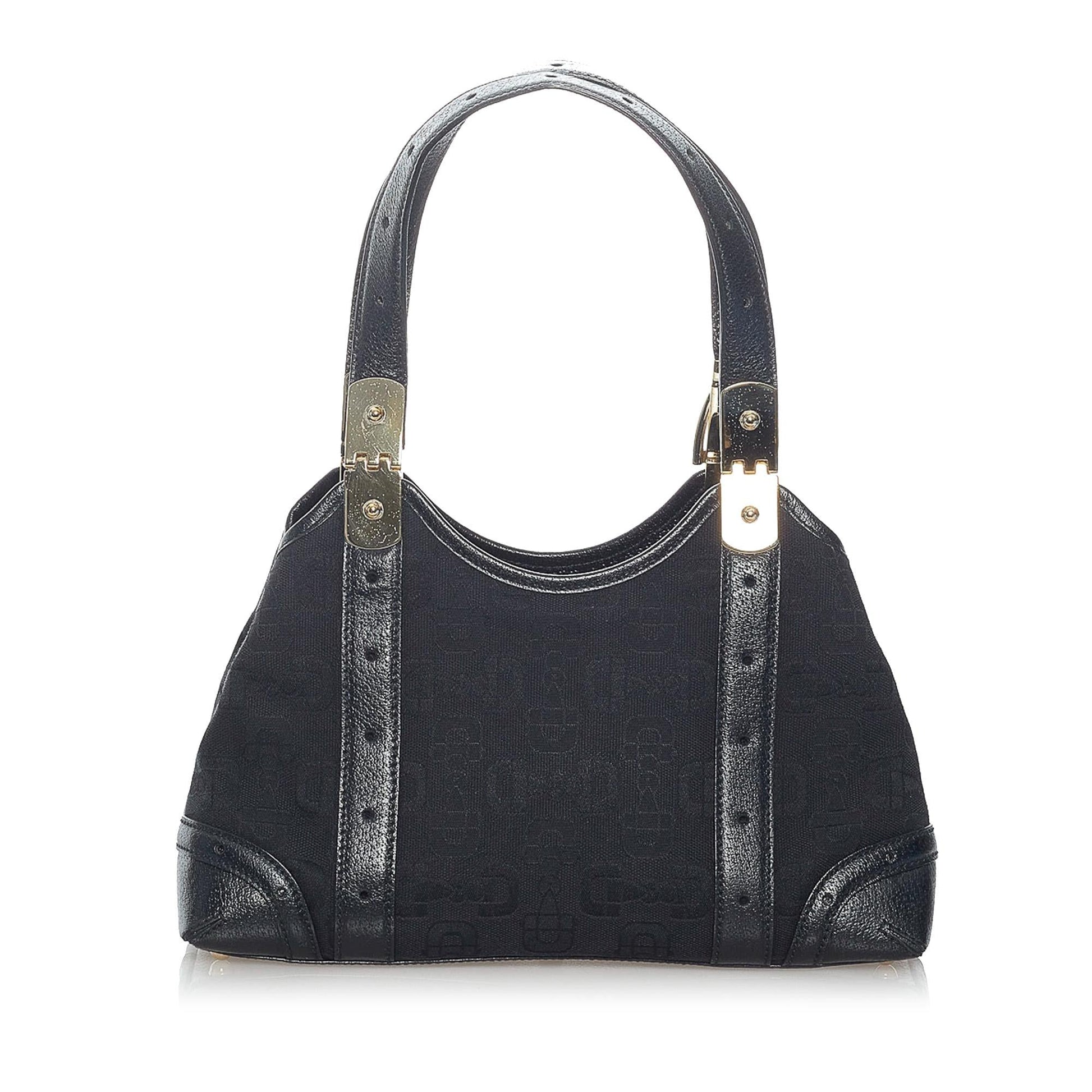 Gucci Horsebit SHG Canvas Black Satchel Bag