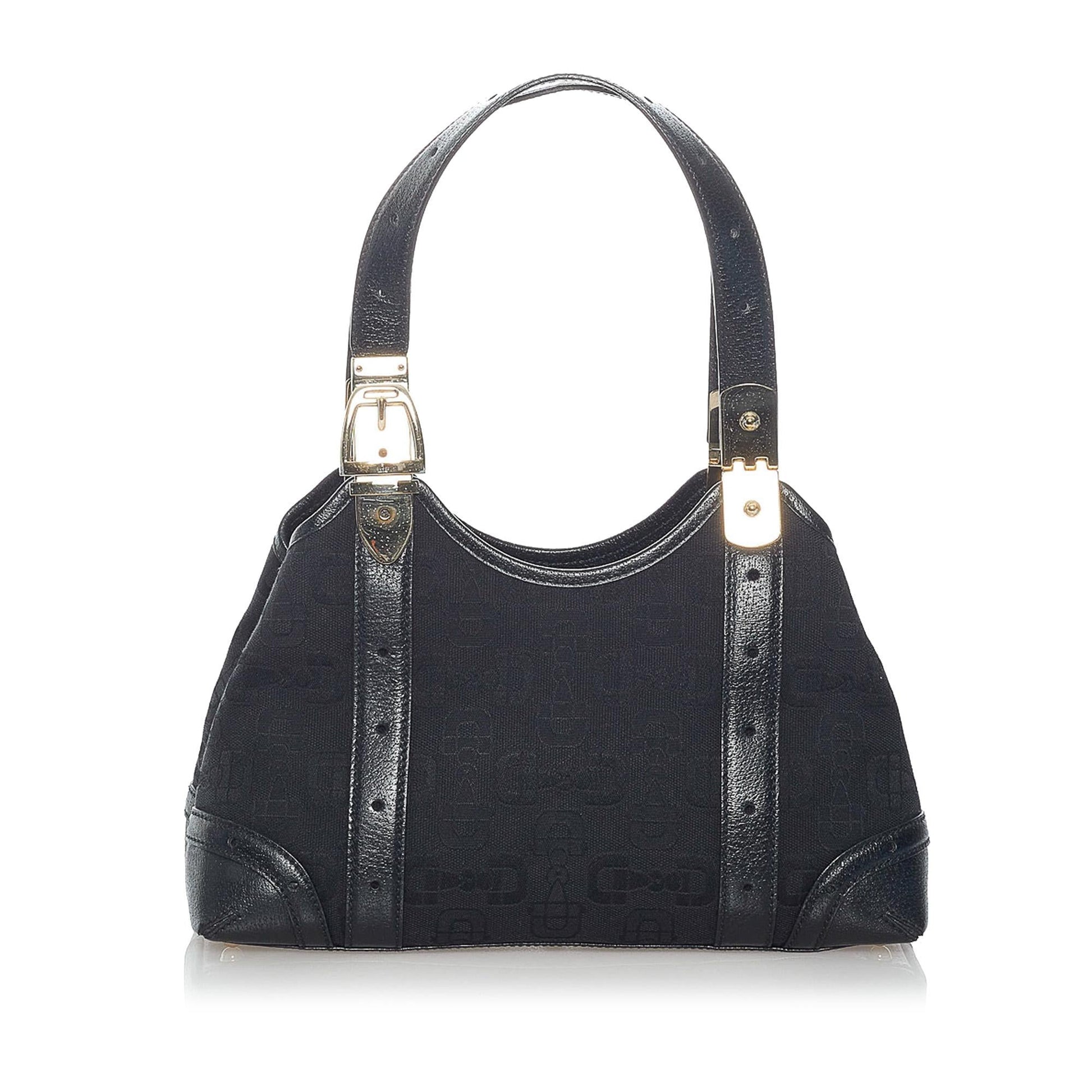 Gucci Horsebit SHG Canvas Black Satchel Bag