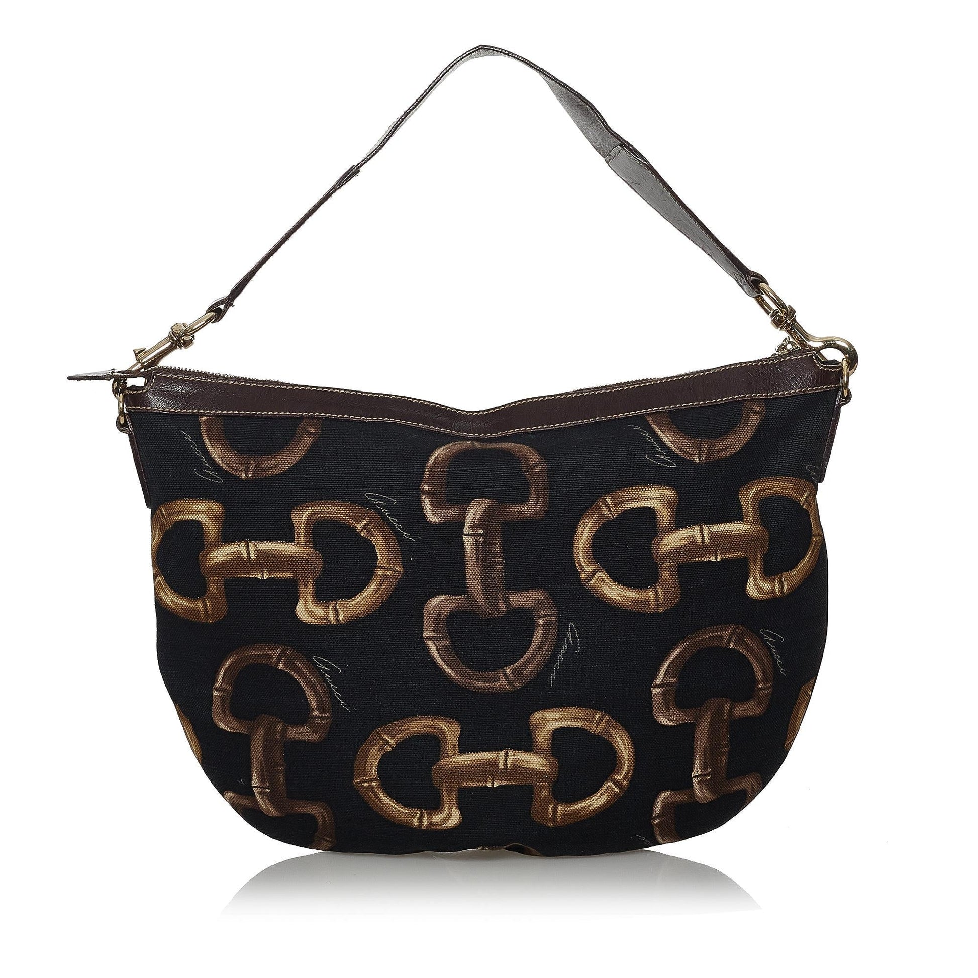 Gucci Horsebit SHG Canvas Black Brown Shoulder Bag