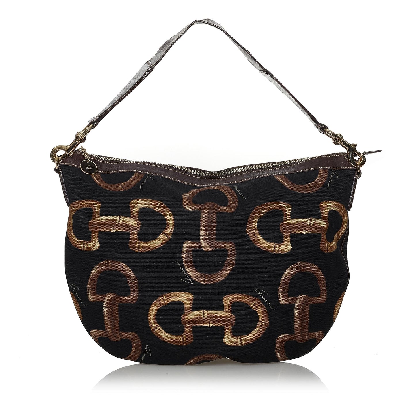 Gucci Horsebit SHG Canvas Black Brown Shoulder Bag