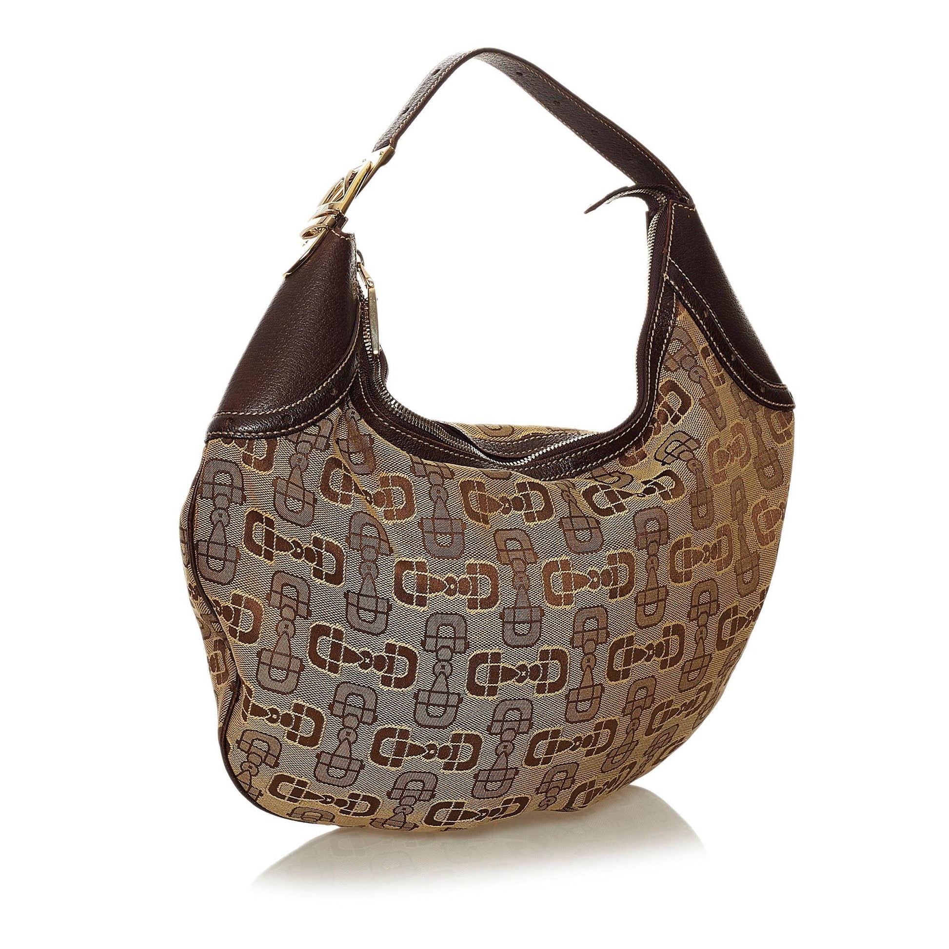 Gucci Horsebit SHG Canvas Brown Shoulder Bag