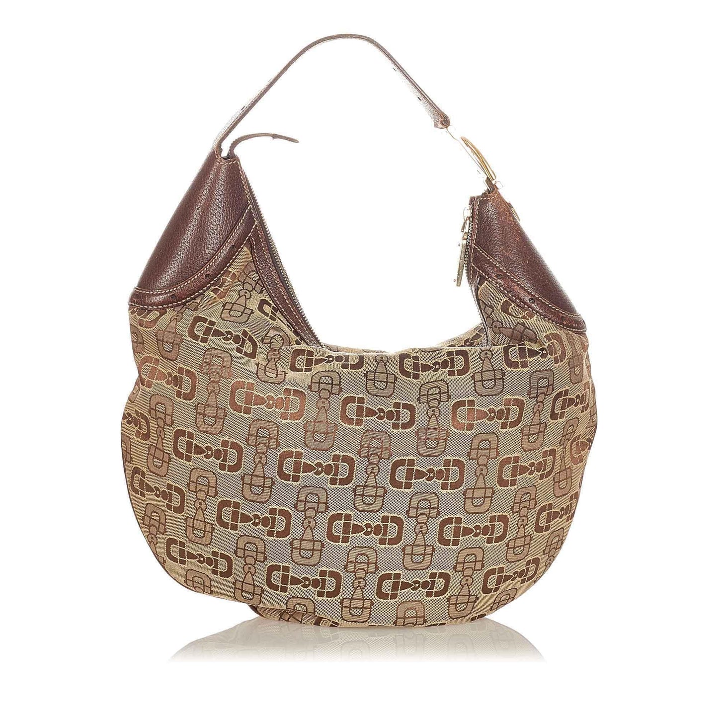 Gucci Horsebit SHG Canvas Calf Brown Shoulder Bag
