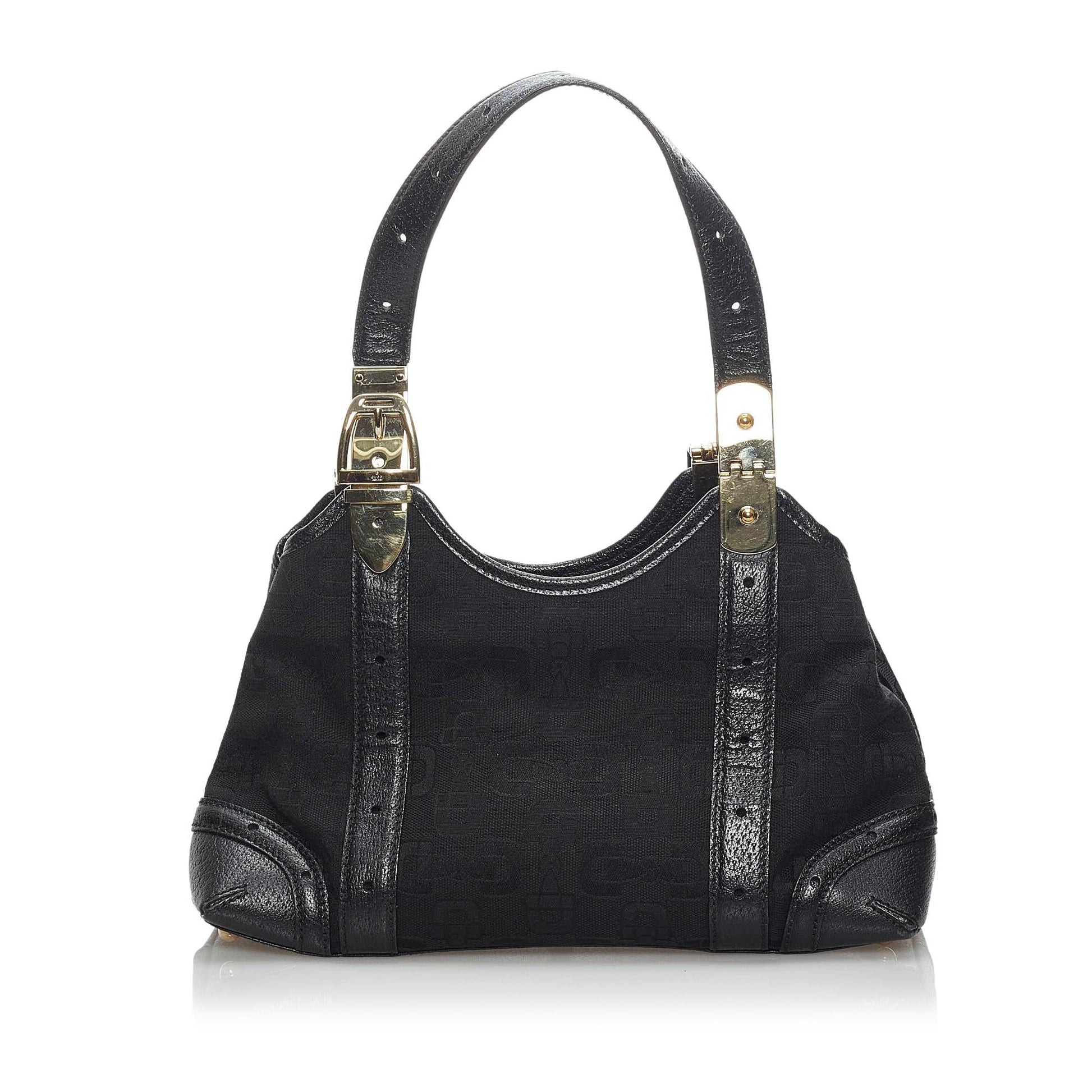 Gucci Horsebit SHG Canvas Black Shoulder Bag Bag Shg