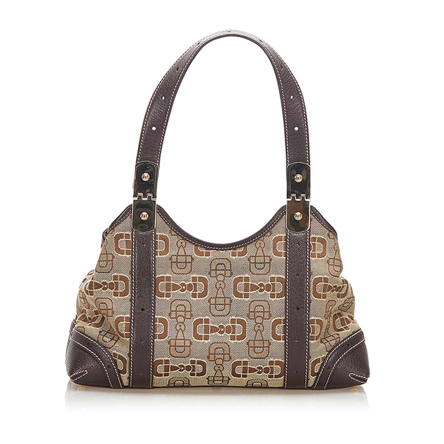Gucci Horsebit SHG Canvas Calf Brown Shoulder Bag Bag Shg