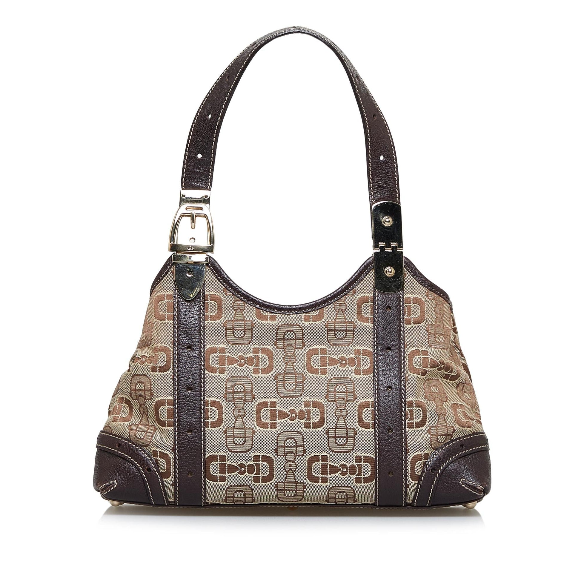 Gucci Horsebit SHG-NMG11x Canvas Brown Shoulder Bag