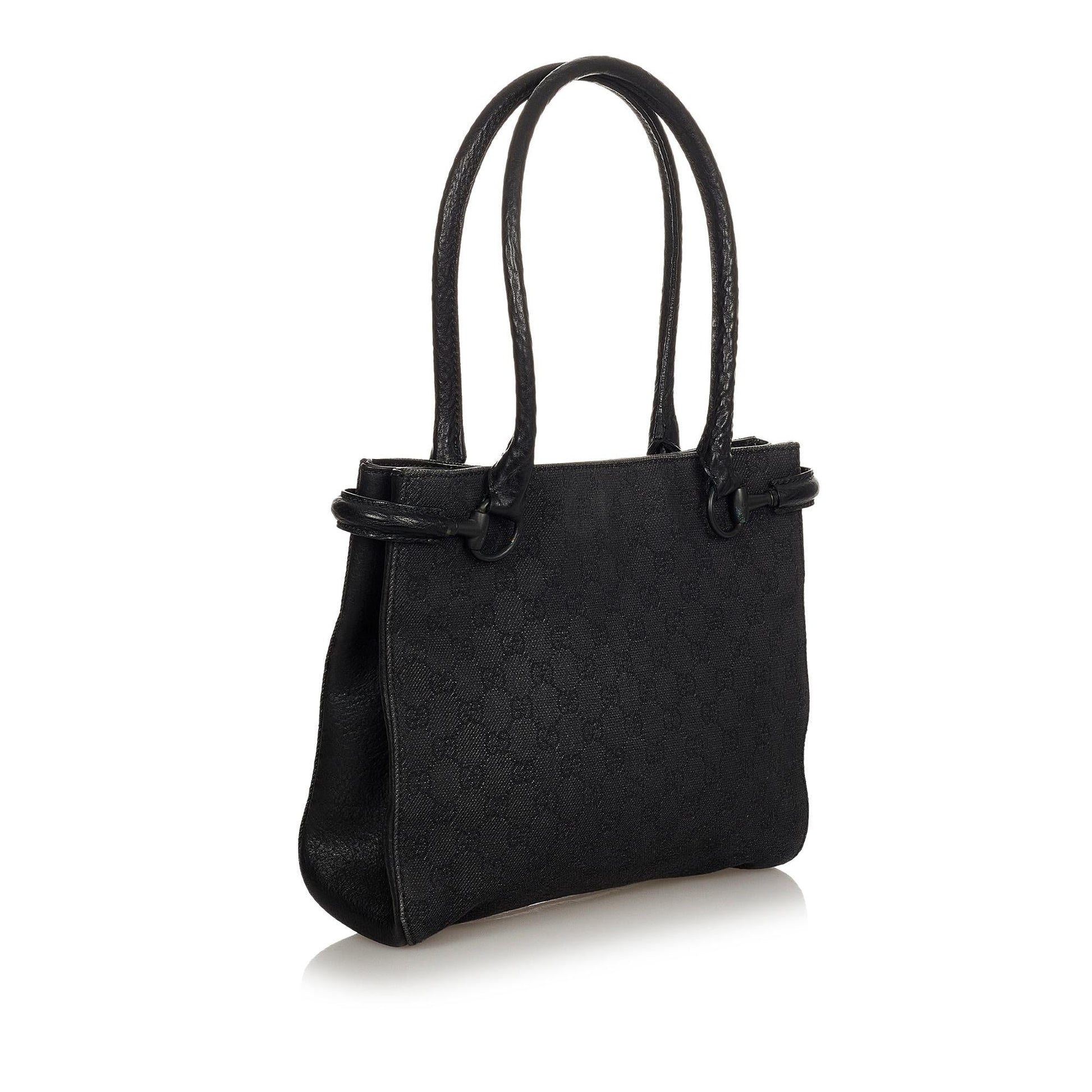 Gucci Horsebit SHG-7Ier59 Canvas Calf Black Shoulder Bag