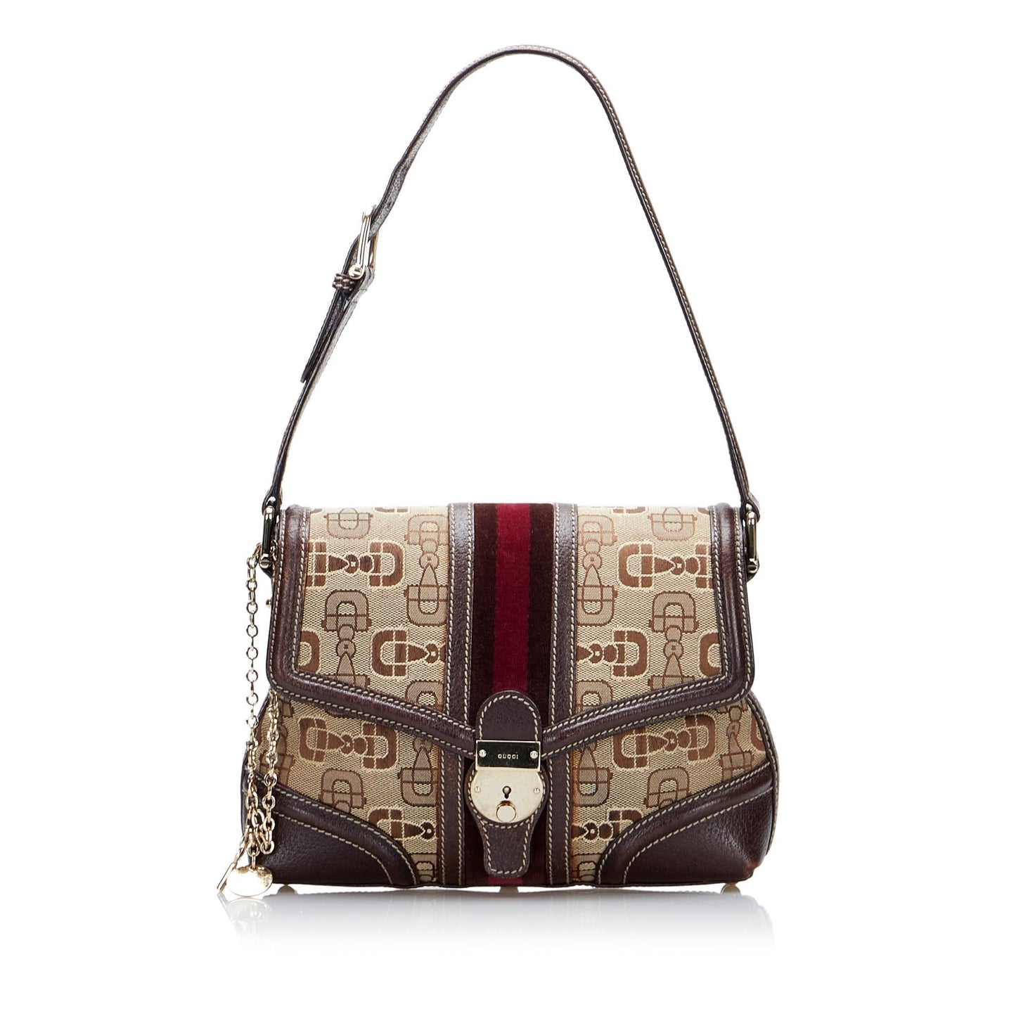 Gucci Horsebit Web Treasure SHG-DaSmAf Canvas Brown Shoulder Bag