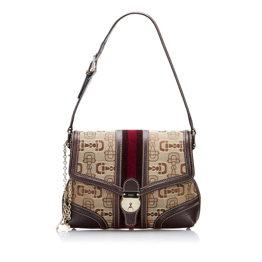 Gucci Horsebit Web Treasure SHG-DaSmAf Canvas Brown Shoulder Bag