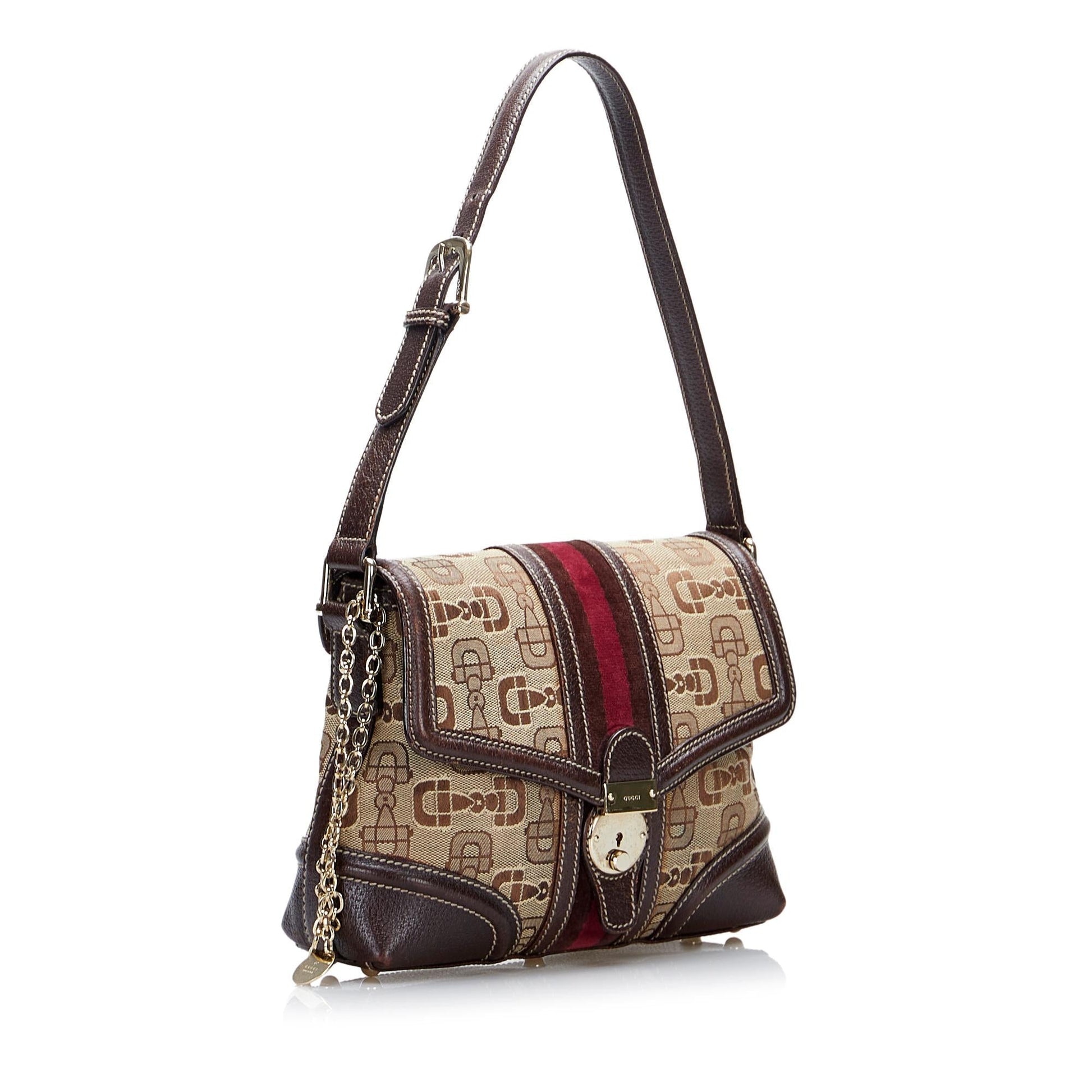 Gucci Horsebit Web Treasure SHG-DaSmAf Canvas Brown Shoulder Bag