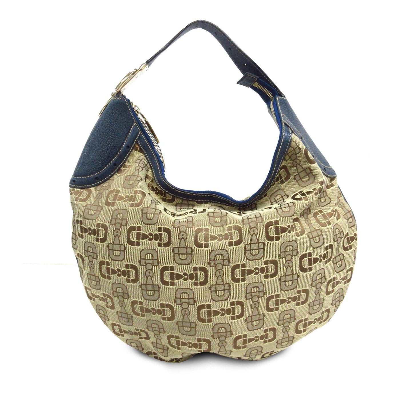 Gucci Horsebit Glam SHG-Son5Rw Canvas Calf Brown Blue Shoulder Bag