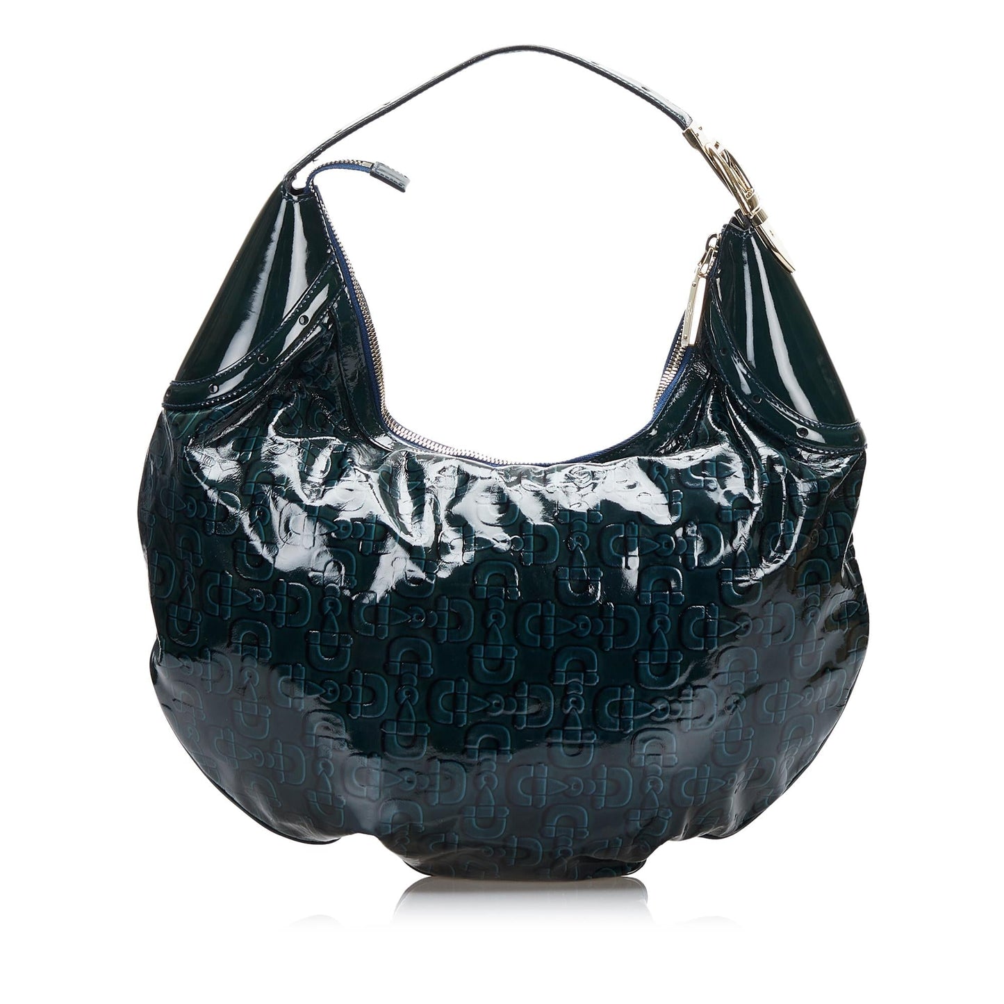 Gucci Horsebit Glam SHG Leather Patent Blue Shoulder Bag