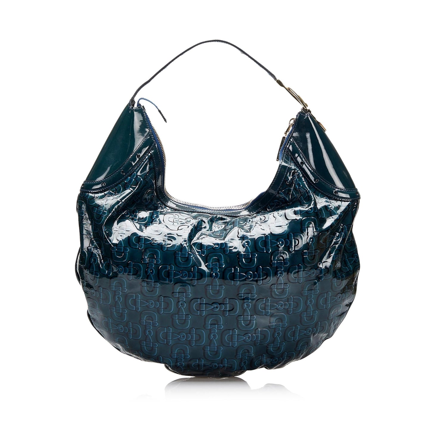 Gucci Horsebit Glam SHG-GvWM2s Leather Patent Blue Shoulder Bag
