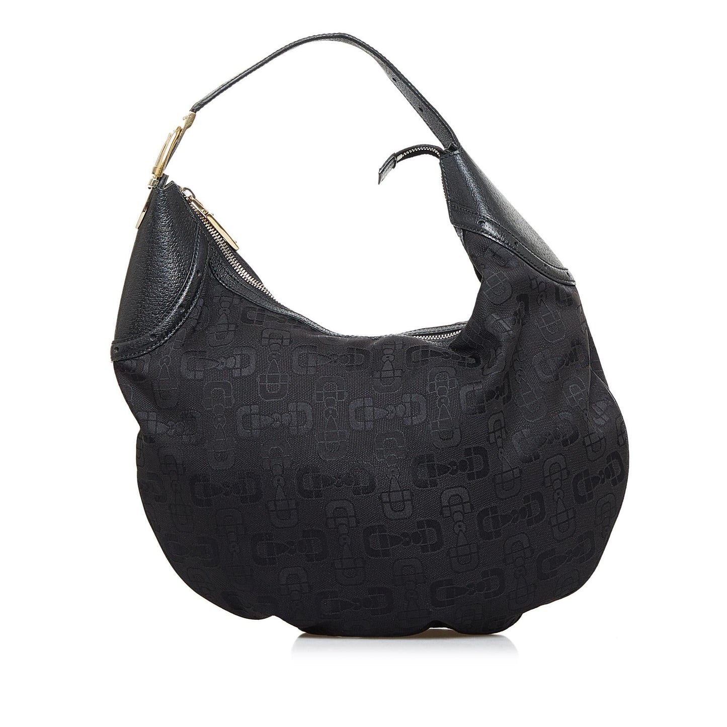 Gucci Horsebit Glam SHG-xFHs2w Canvas Calf Black Shoulder Bag