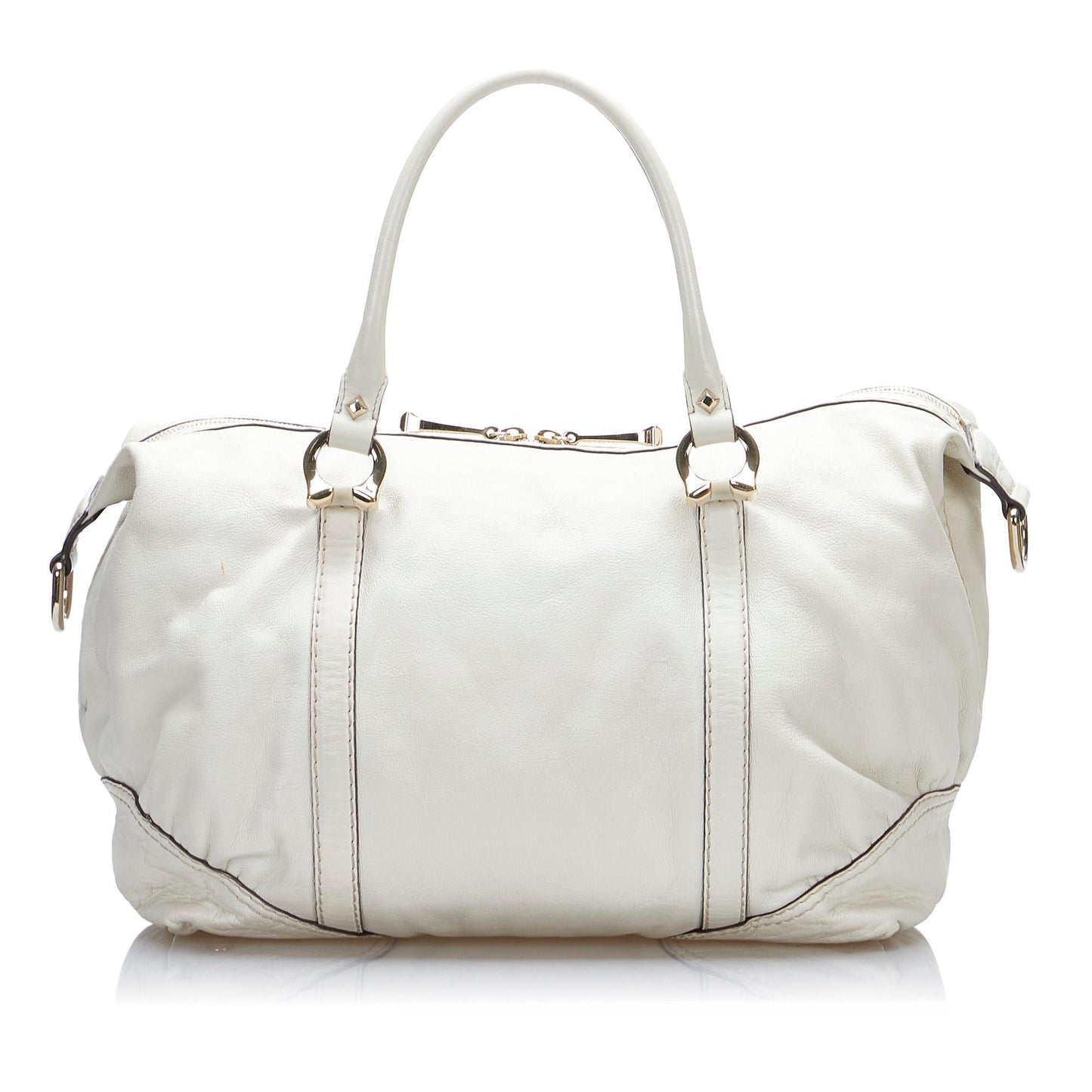 Gucci Horsebit Nail Boston SHG-7Bfx35 Calf White Satchel Bag