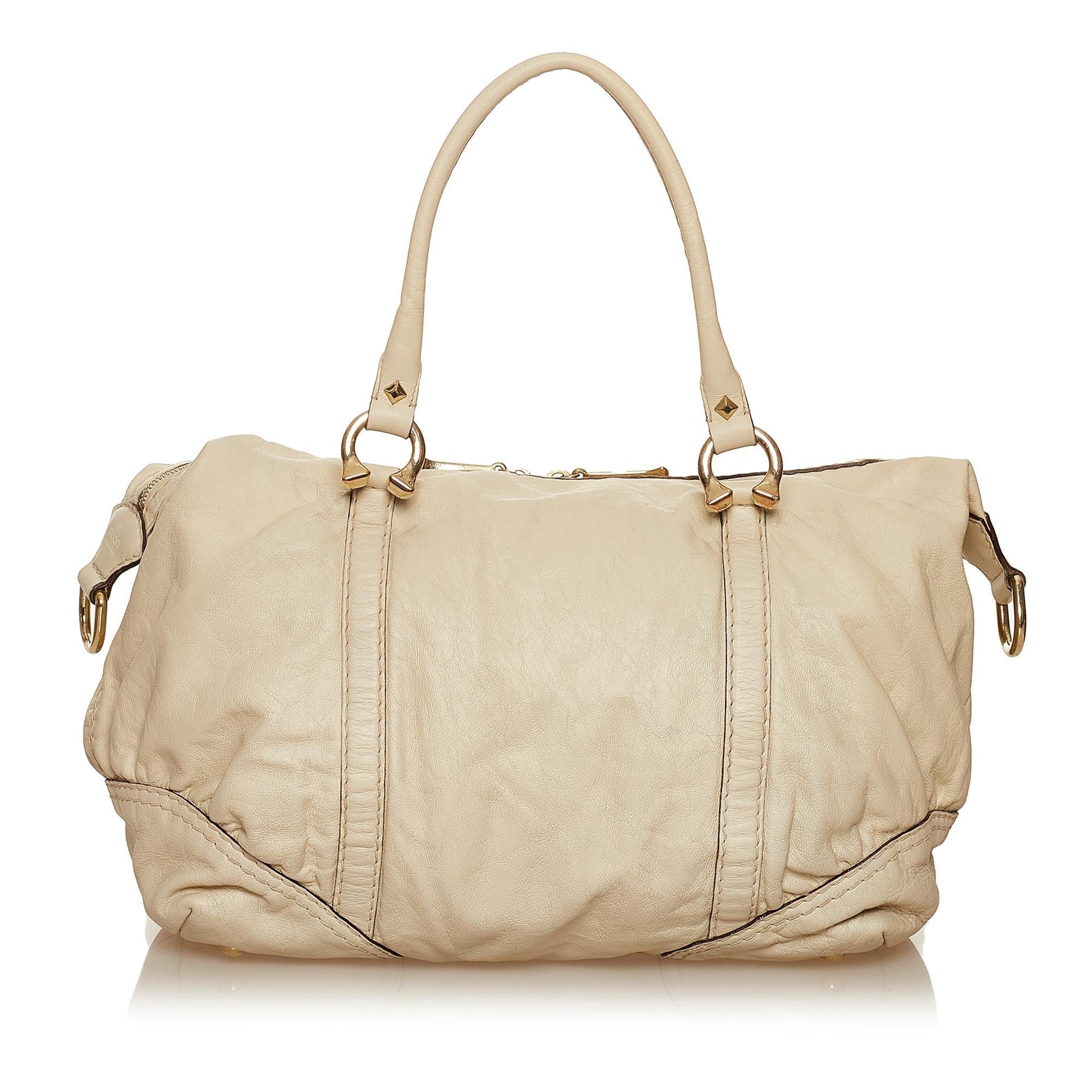 Gucci Horsebit Nail Boston SHG Leather Calf White Satchel Bag 4