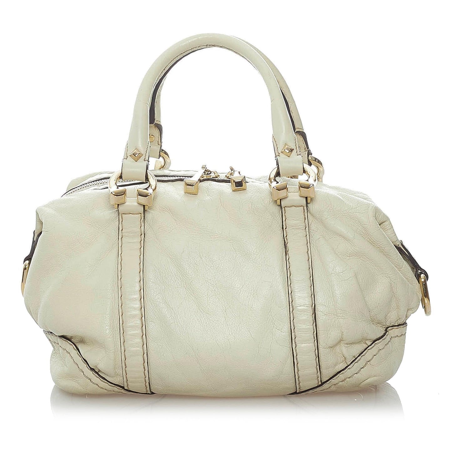Gucci Horsebit Nail Boston SHG Leather Calf White Satchel Bag 6