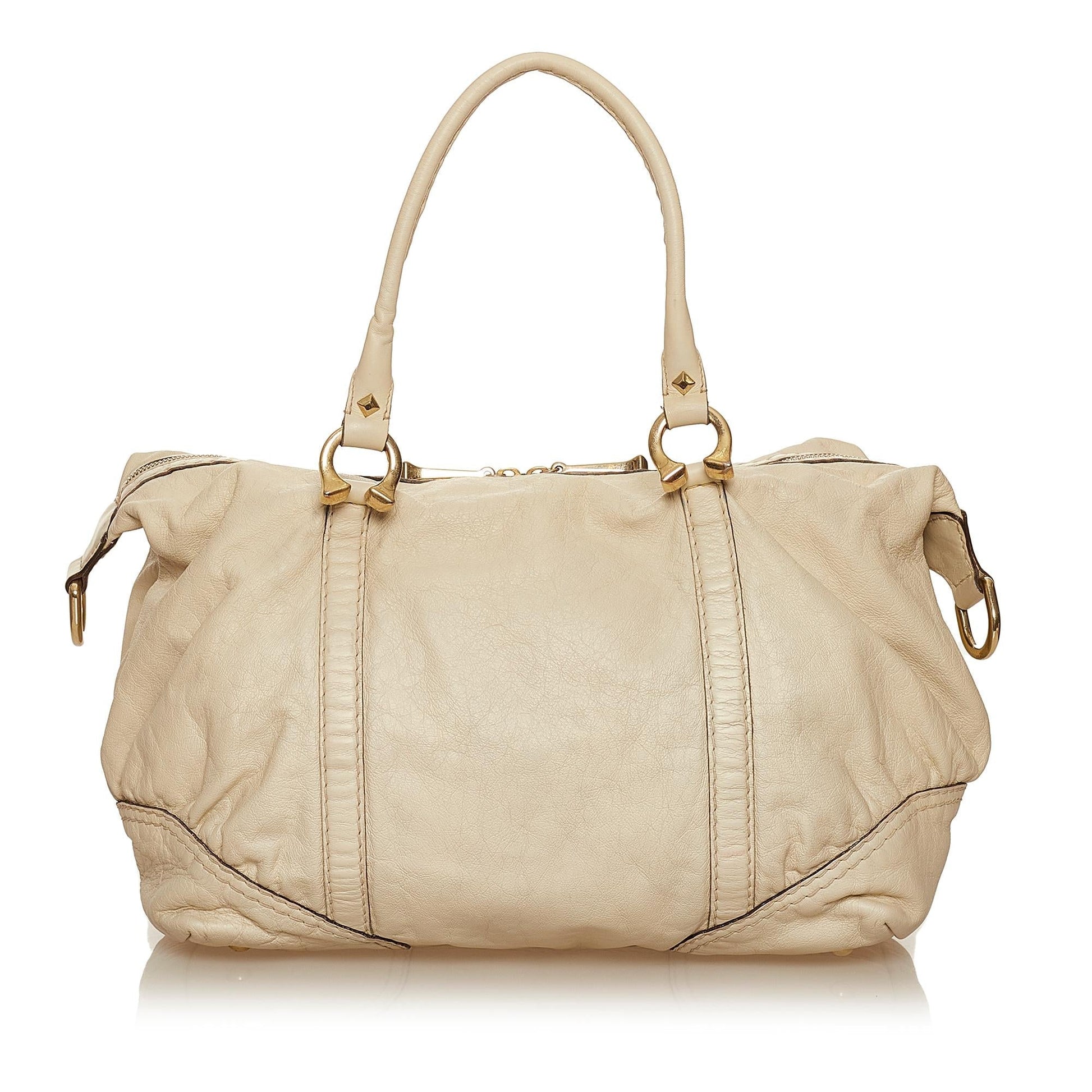 Gucci Horsebit Nail Boston SHG Leather Calf White Satchel Bag