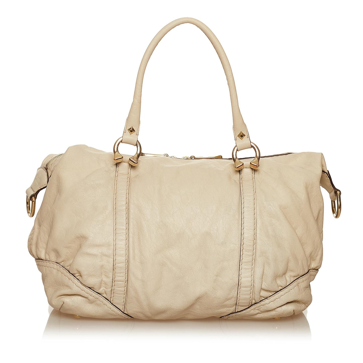 Gucci Horsebit Nail Boston SHG Leather Calf White Satchel Bag