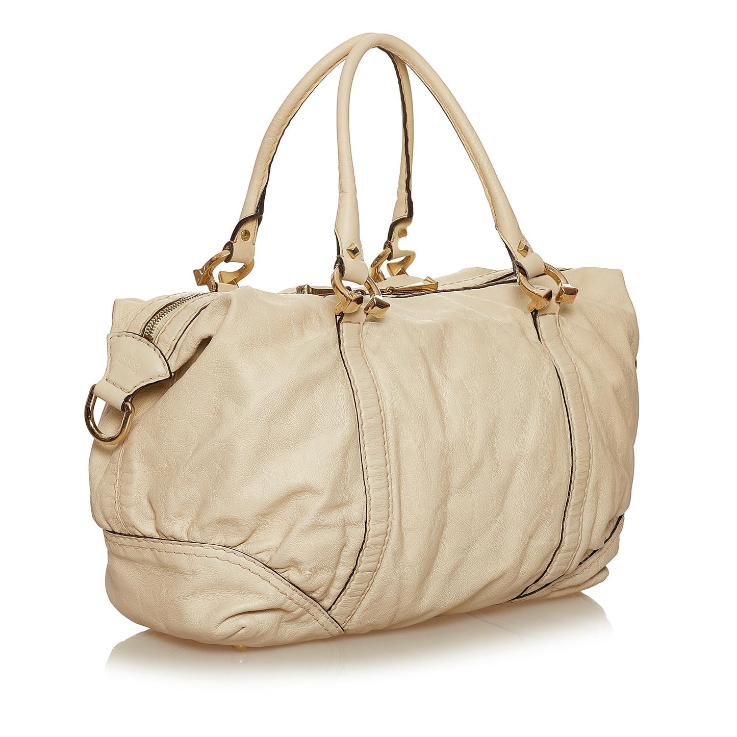 Gucci Horsebit Nail Boston SHG Leather Calf White Satchel Bag