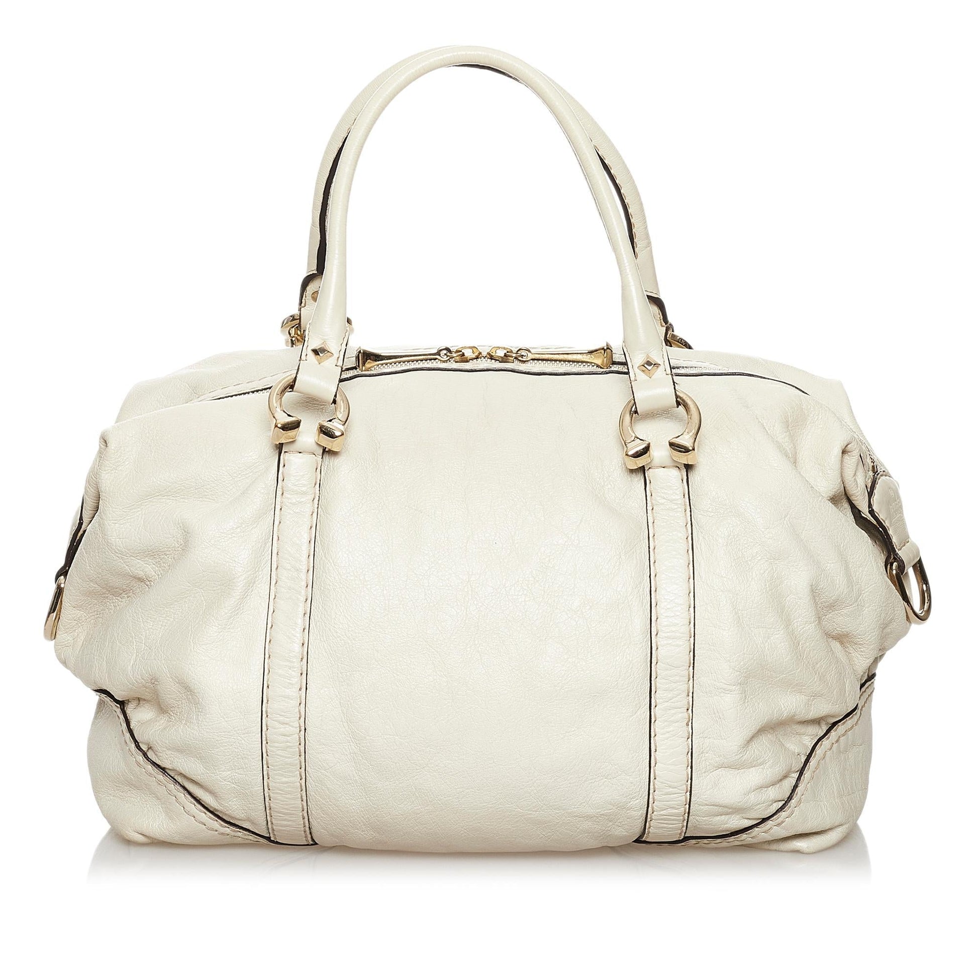 Gucci Horsebit Nail Boston SHG Leather Calf White Satchel Bag Bag Shg