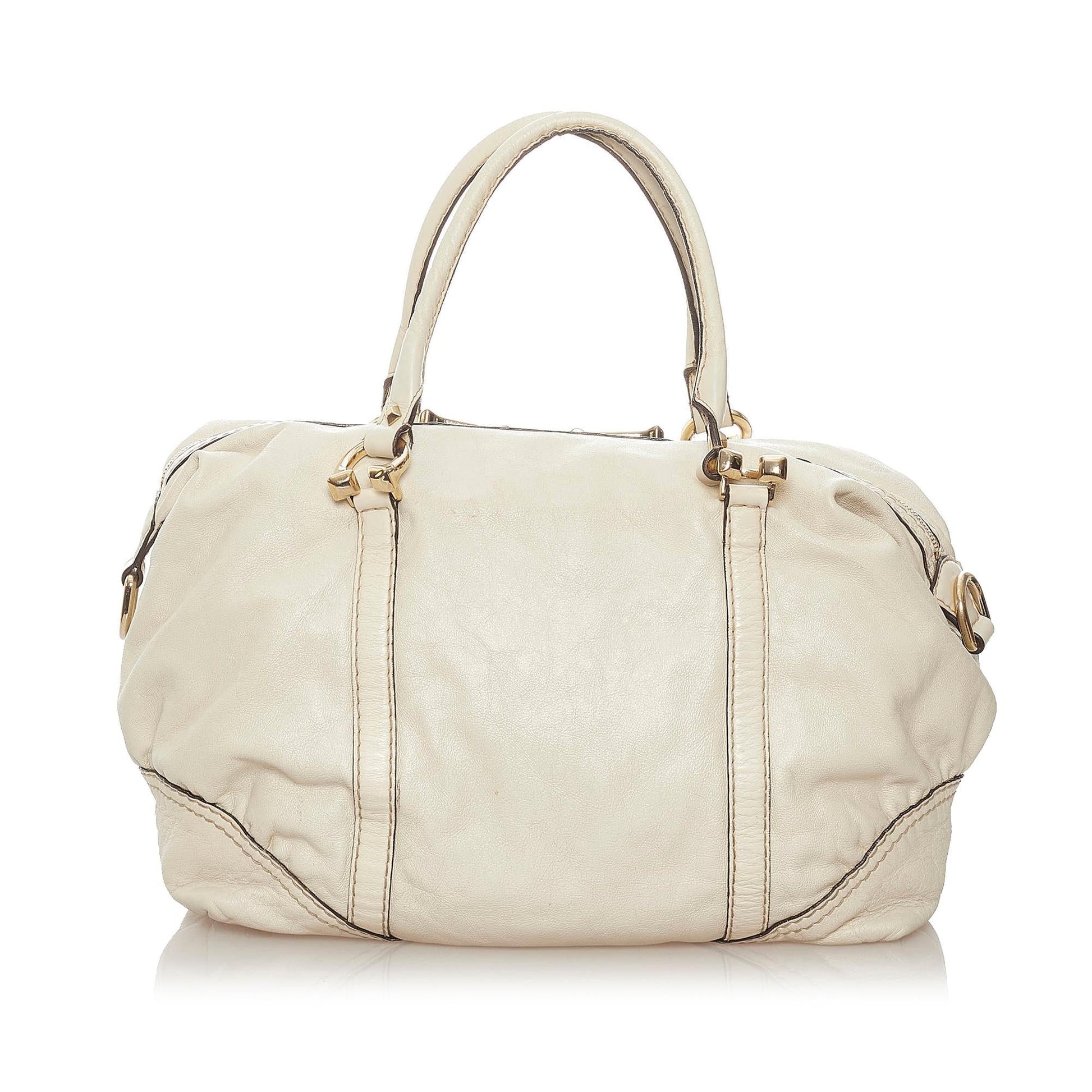 Gucci Horsebit Nail Boston SHG Leather Calf White Satchel Bag 3