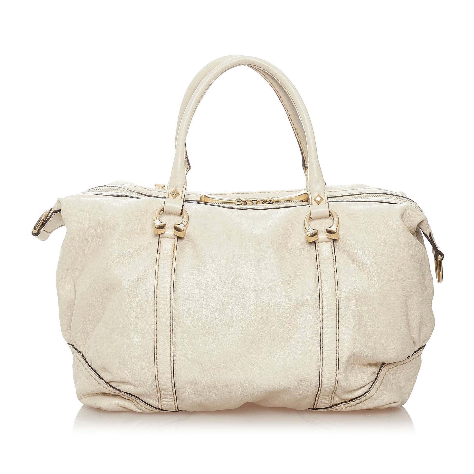 Gucci Horsebit Nail Boston SHG Leather Calf White Satchel Bag 3