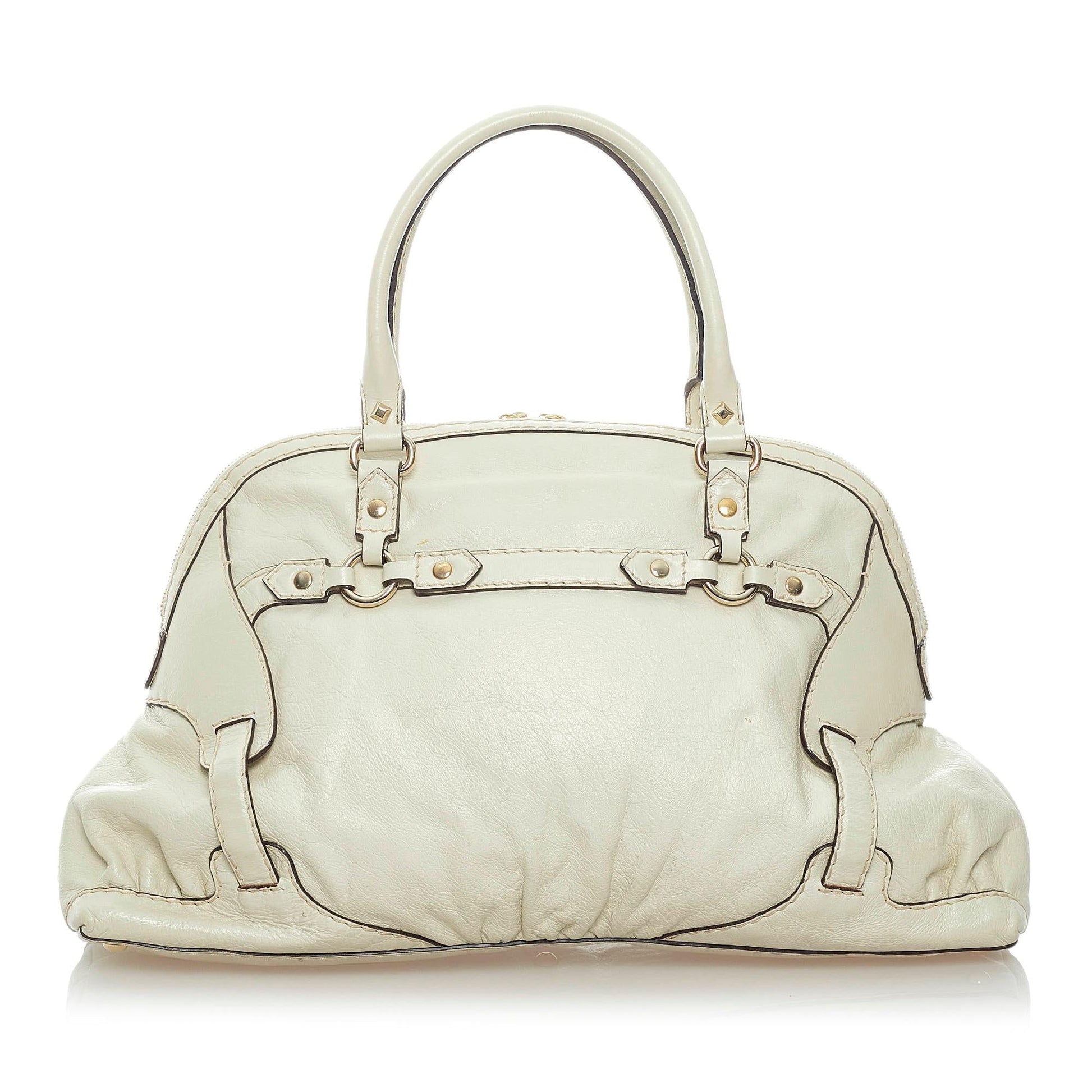 Gucci Horsebit Nail SHG Leather Calf White Tote Bag