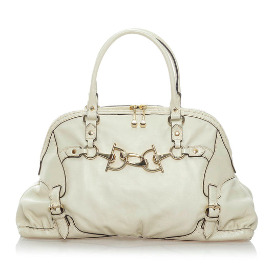 Gucci Horsebit Nail SHG Leather Calf White Tote Bag