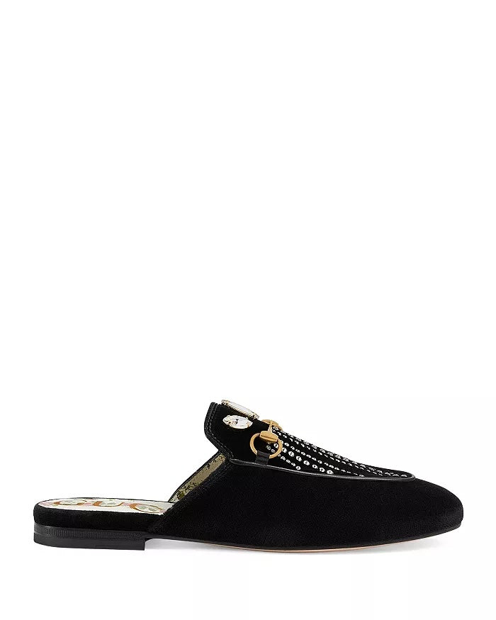 Gucci HORSEBIT CRYSTAL VELVET MULES Shoes