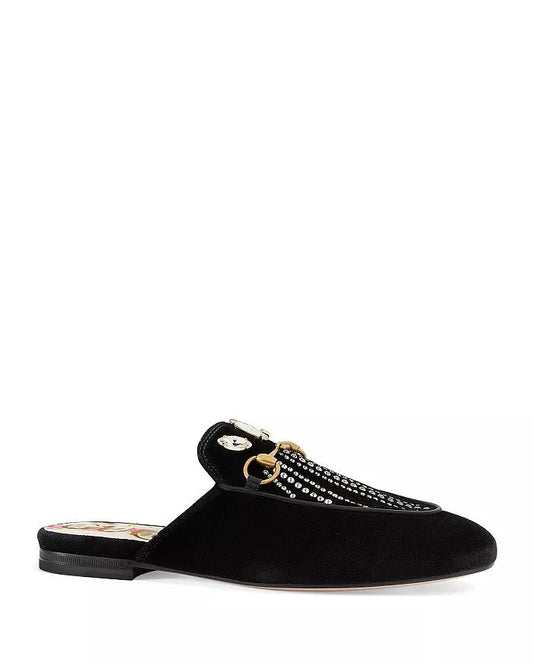 Gucci HORSEBIT CRYSTAL VELVET MULES Shoes