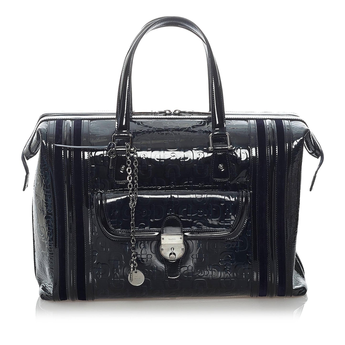 Gucci Horsebit Runway SHG Leather Patent Blue Satchel Bag