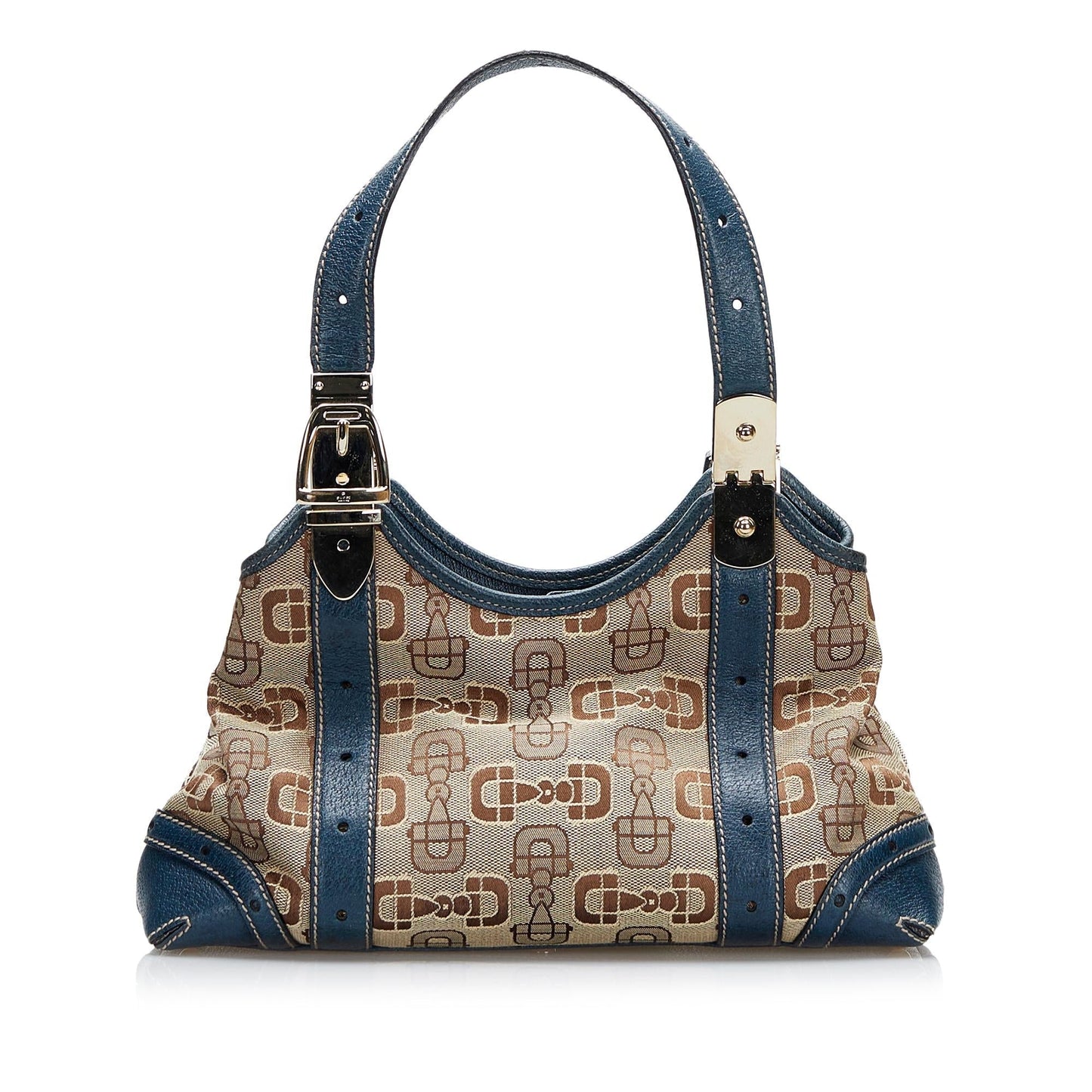 Gucci Horsebit SHG-Jhxmoc Canvas Calf Brown Blue Shoulder Bag